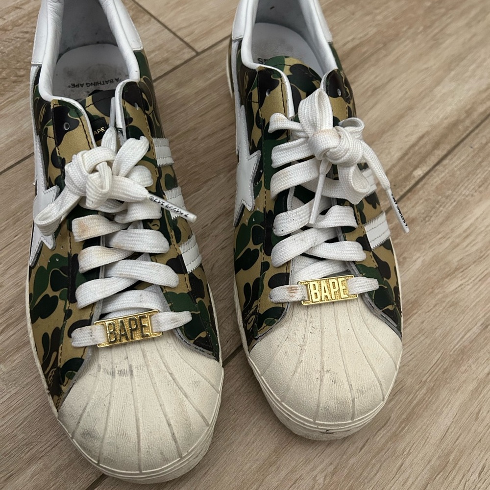Bape X Adidas Green Camo Sneakers